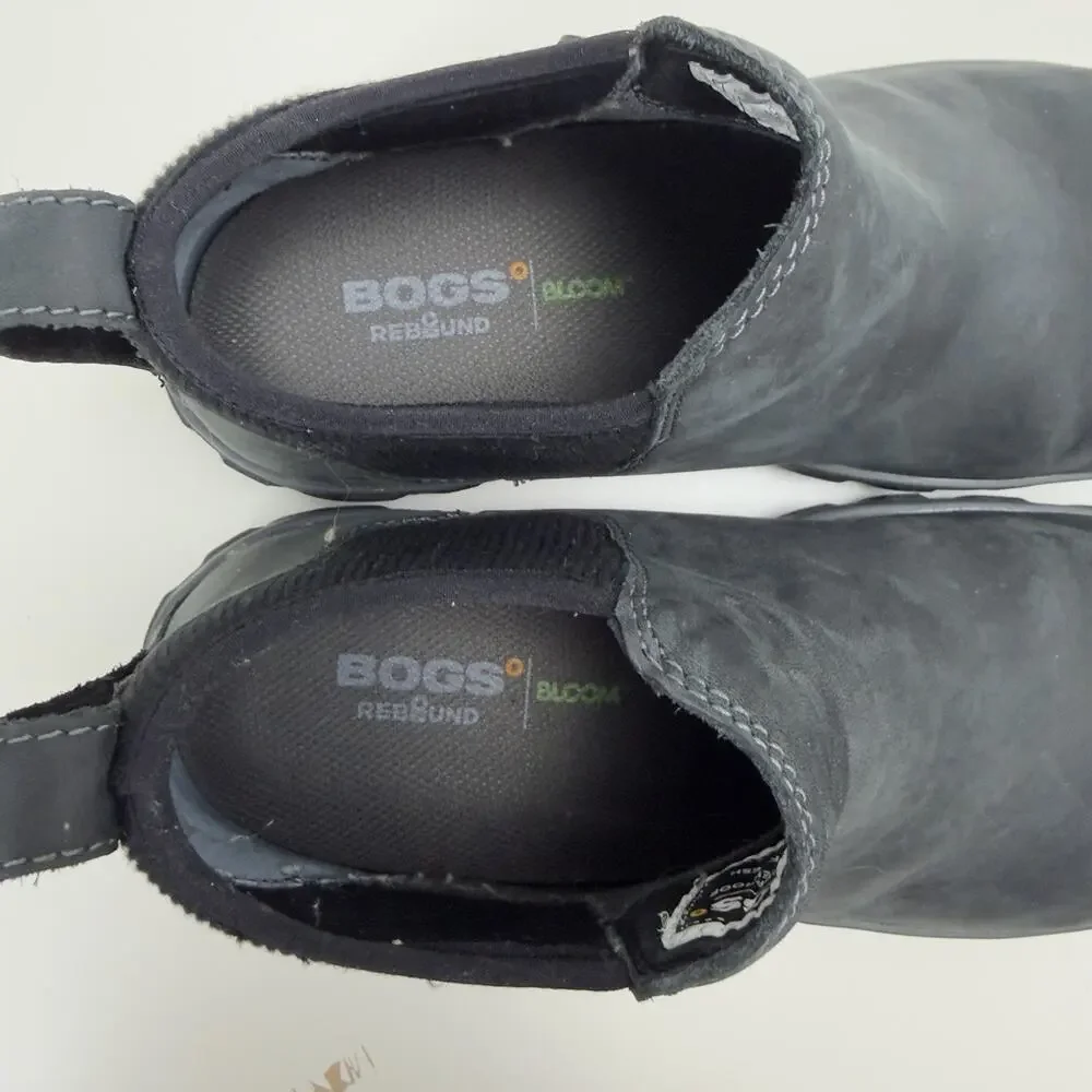 Bogs Boots Men's 8 Black Casual Chelsea Leather Waterproof Snow Rugged
